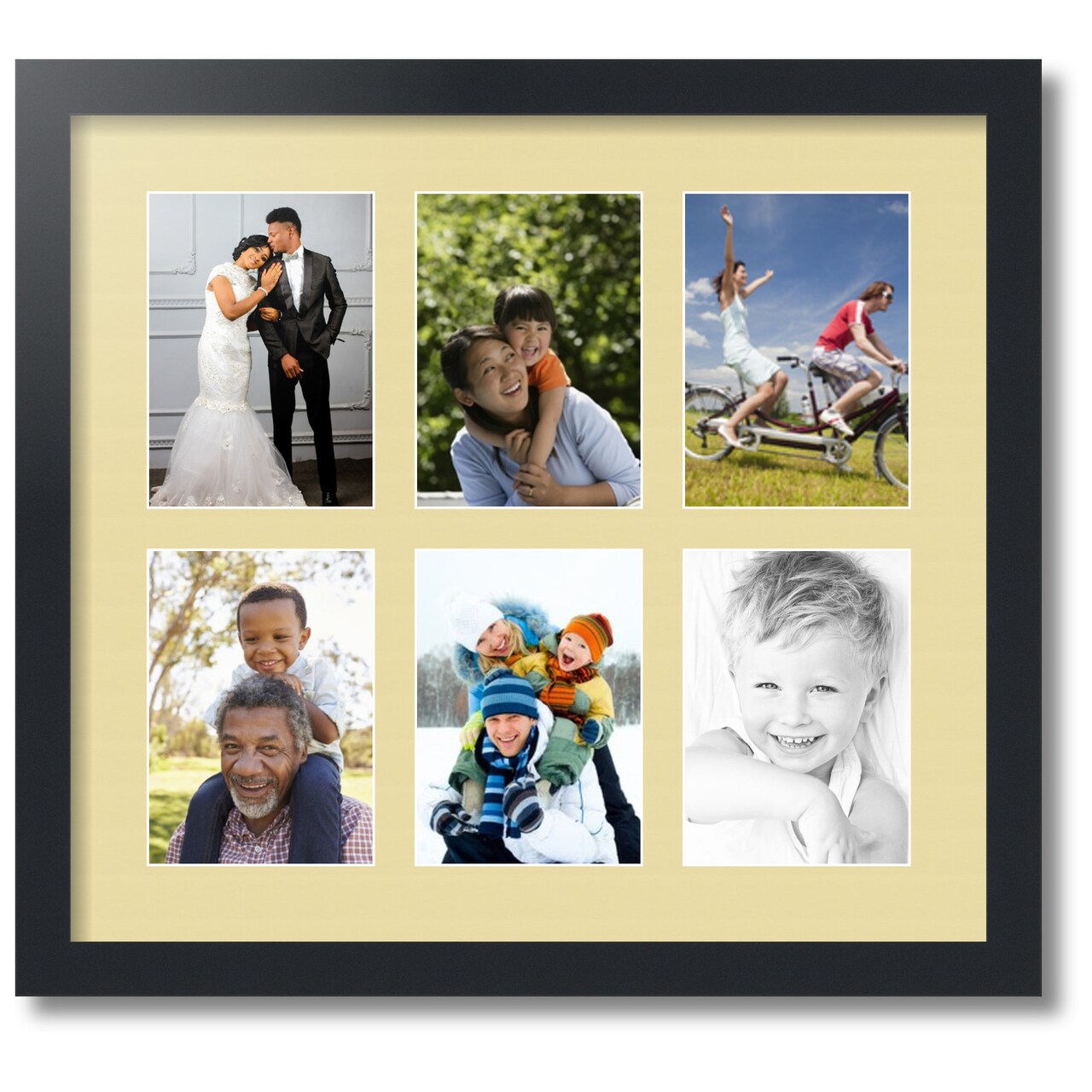 ArtToFrames Collage Photo Picture Frame with 6 - 5x7 inch Openings, Framed in Black with Over 62 Mat Color Options and Plexi Glass (CSM-3926-2041)